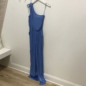 Elegant One-Shoulder Blue Steve Madden Adele jumpsuit.